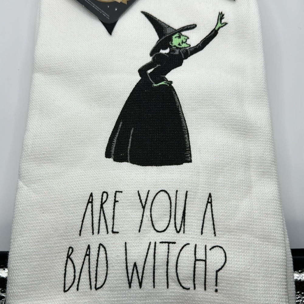 Rae Dunn Pink & Black 'Good Witch / Bad Witch' Kitchen Towels - Set of 2 - Picture 2 of 8